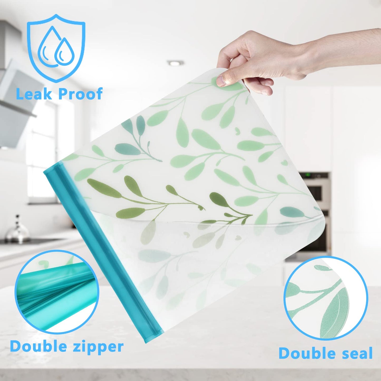 24 Pack Dishwasher Safe Reusable Bags Silicone, Leakproof Reusable Freezer Bags for Food Storage, Home Organization, Travel & Make-up, BPA-Free for Salad and Fruit