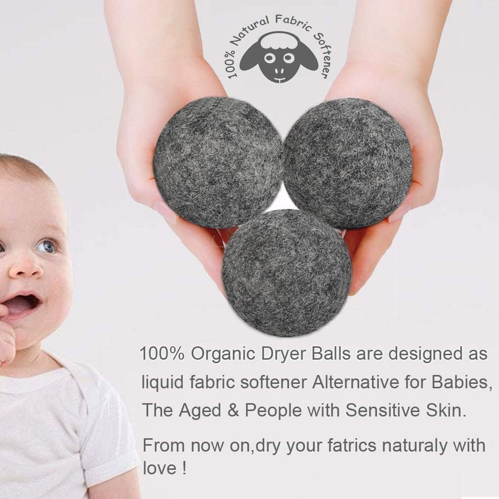 Budieggs Wool Dryer Balls Organic XL 6-Pack, 100% New Zealand Wool Chemical Free Fabric Softener for 1000+ Loads, Baby Safe & Hypoallergenic, Fabrics Soft and Fluffy Naturally