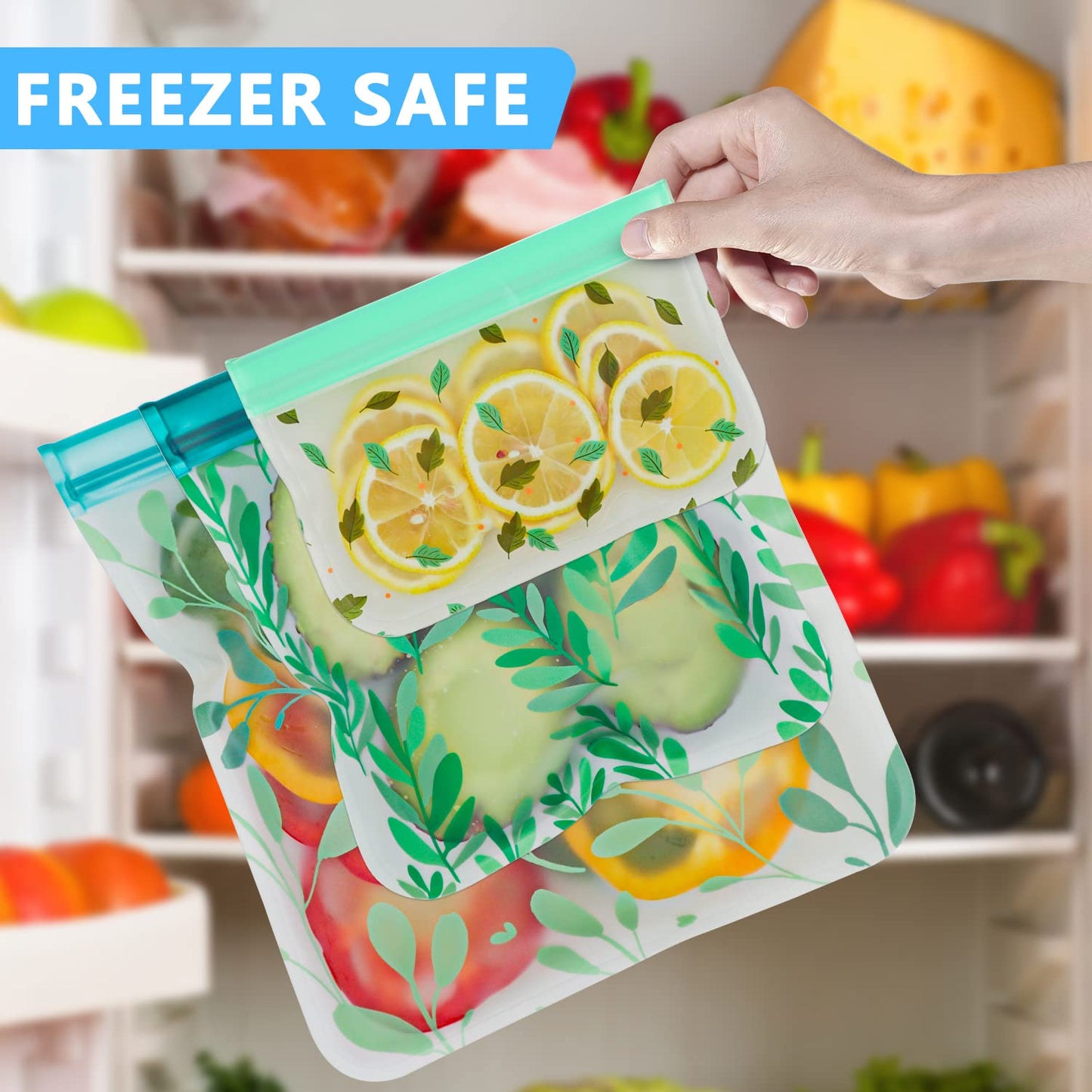 24 Pack Dishwasher Safe Reusable Bags Silicone, Leakproof Reusable Freezer Bags for Food Storage, Home Organization, Travel & Make-up, BPA-Free for Salad and Fruit