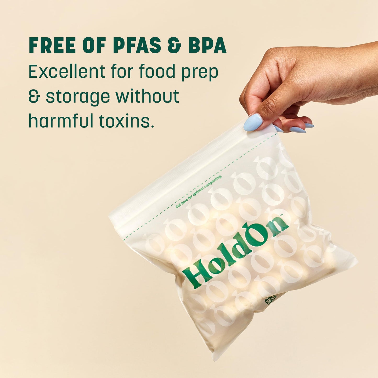 HoldOn Zipseal Gallon Bags - Compostable, PFOA-Free, BPA-Free, Food-Safe Zip Seal Food Storage Bags/Freezer-Safe Gallon Bags With Secure Seal for Home & Travel (25 bags total)