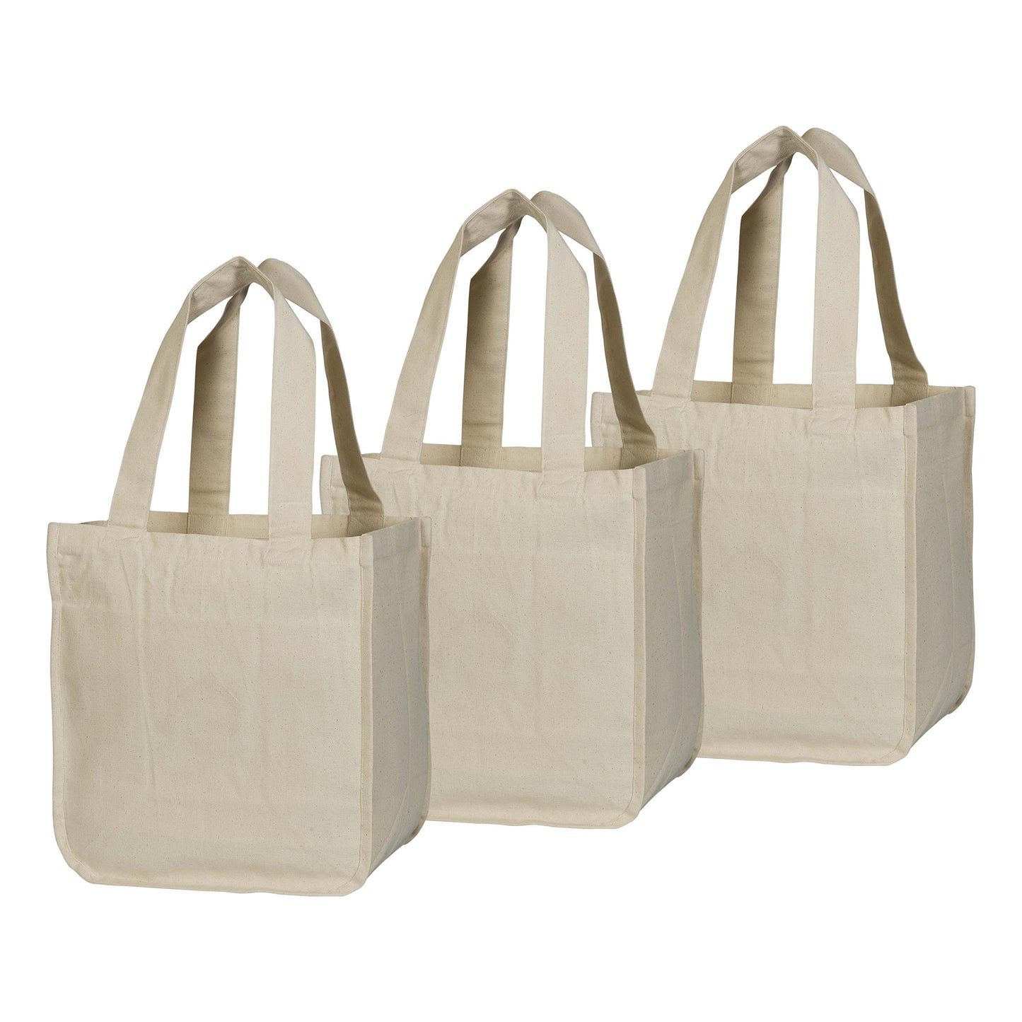 Best Canvas Grocery Shopping Bags - Cloth Grocery Tote Bags - Reusable Cotton Grocery Tote Bags with Bottle Sleeves