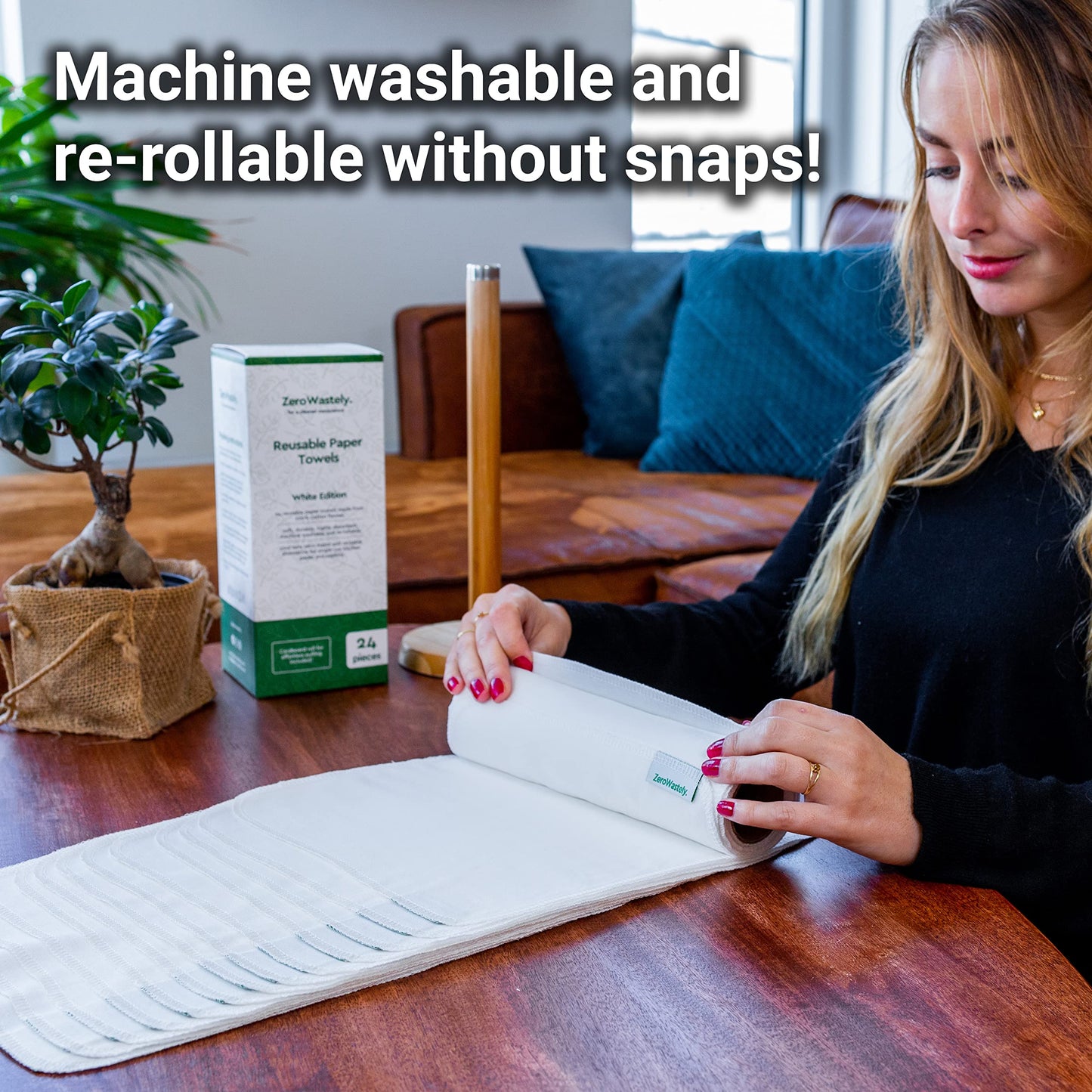 Reusable Paper Towels - Value Pack of 24 Paperless Paper Towels! - 100% Cotton, Super Soft, Absorbent, Washable and Made To Last