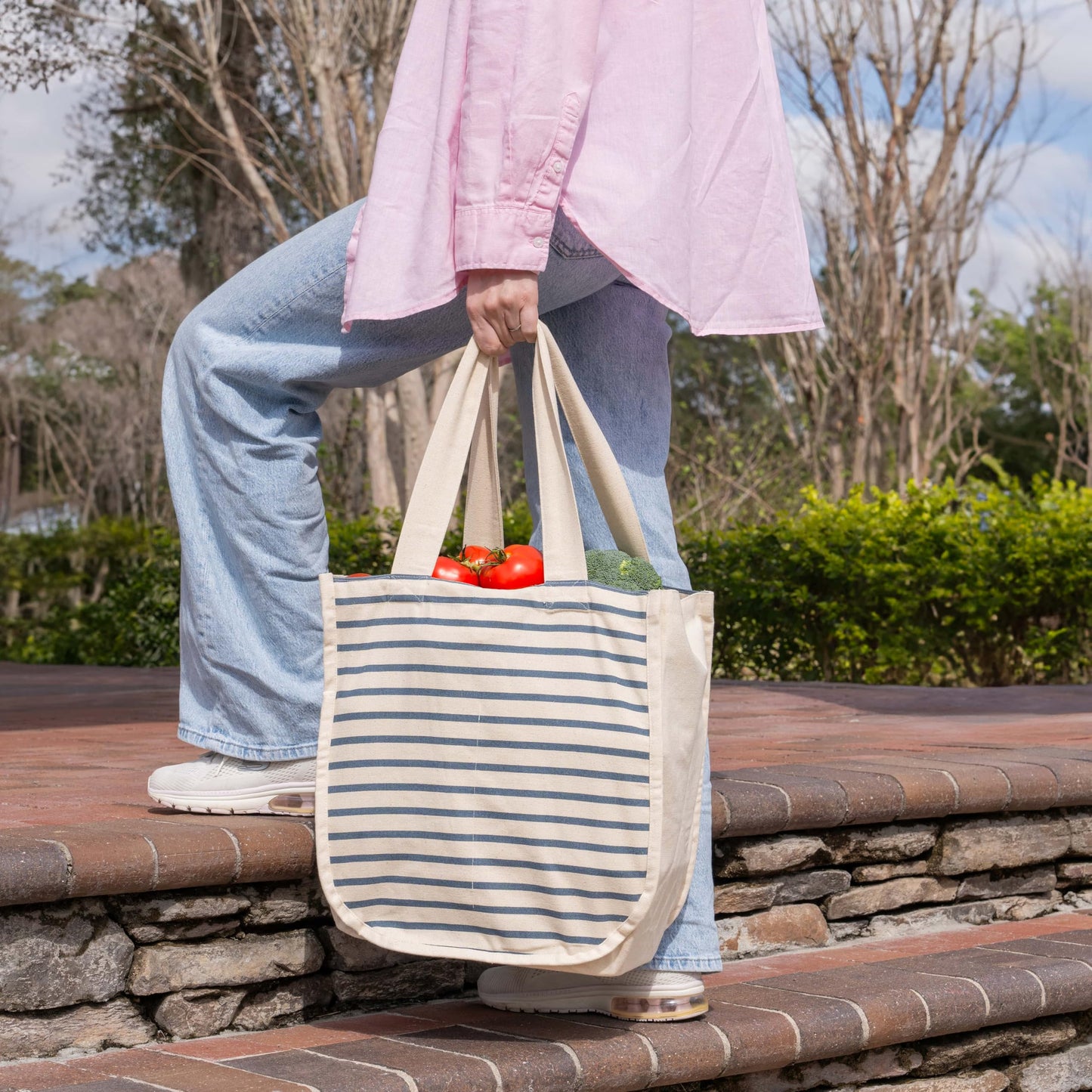 Best Canvas Grocery Shopping Bags - Cloth Grocery Tote Bags - Reusable Cotton Grocery Tote Bags with Bottle Sleeves