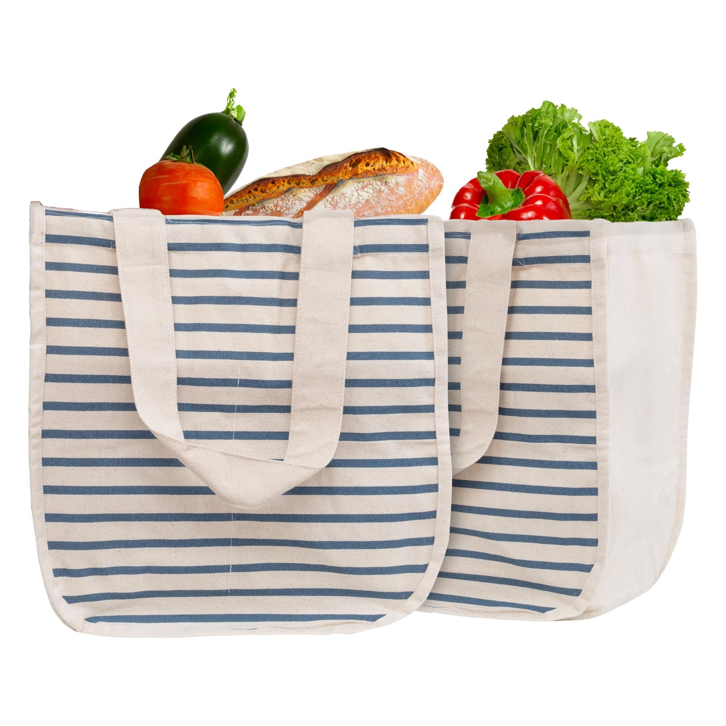 Best Canvas Grocery Shopping Bags - Cloth Grocery Tote Bags - Reusable Cotton Grocery Tote Bags with Bottle Sleeves