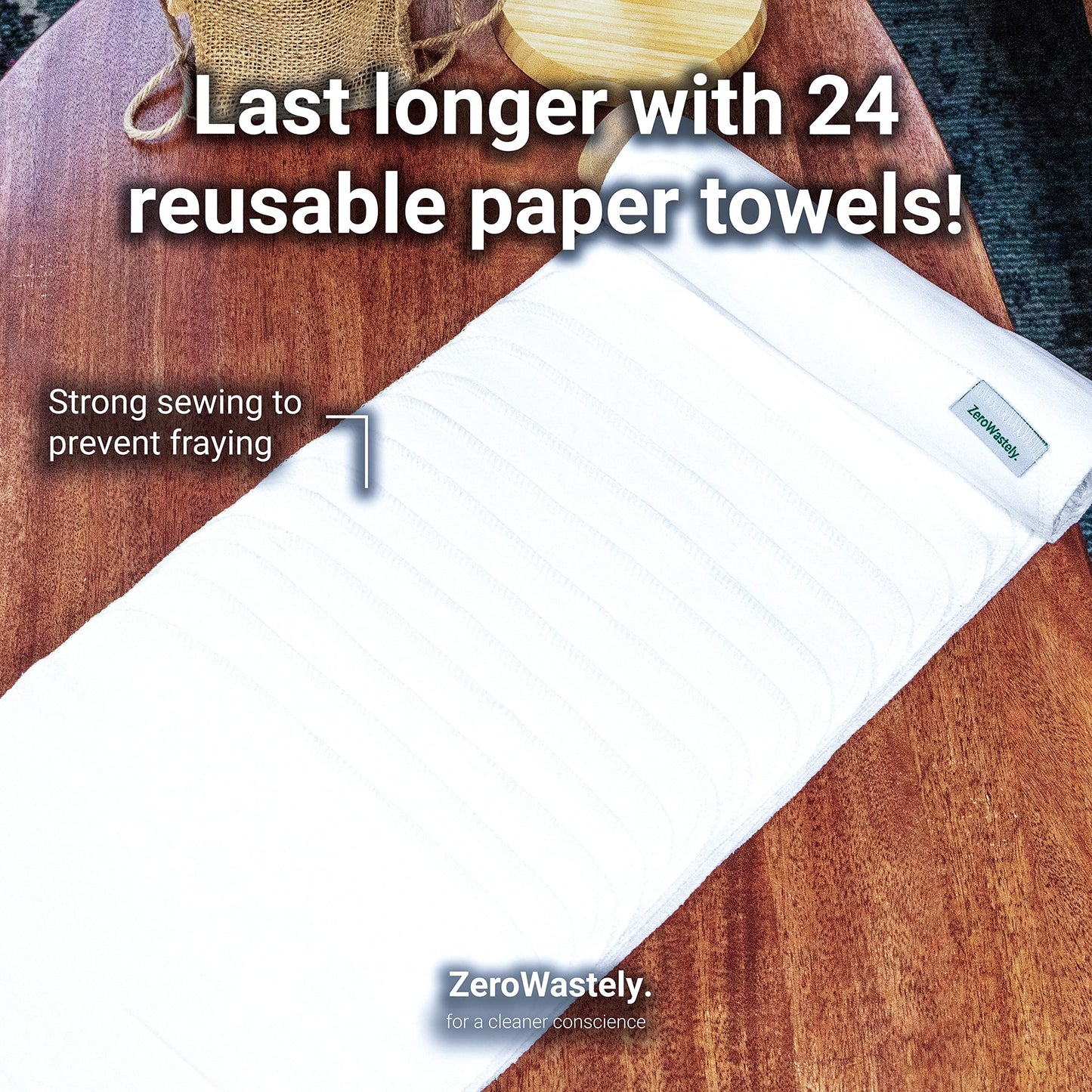 Reusable Paper Towels - Value Pack of 24 Paperless Paper Towels! - 100% Cotton, Super Soft, Absorbent, Washable and Made To Last