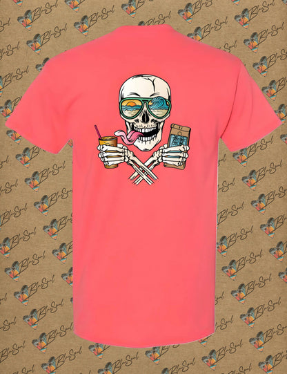 Unisex Coral Coffee Skull Tee